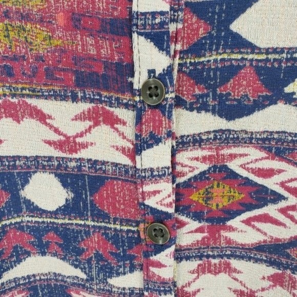 Lucky Brand Aztec Print Trapeze Button Top  XS - Picture 5 of 7